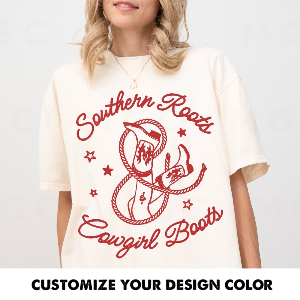 Comfort Colors Southern Roots and Cowgirl Boots shirt